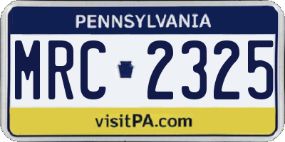 PA license plate MRC2325