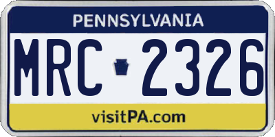 PA license plate MRC2326