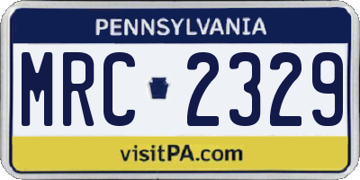 PA license plate MRC2329