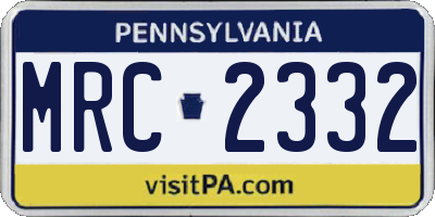 PA license plate MRC2332