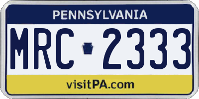PA license plate MRC2333