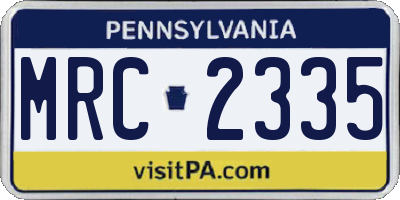 PA license plate MRC2335
