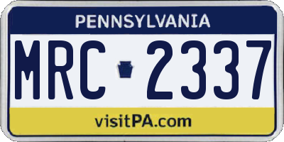 PA license plate MRC2337