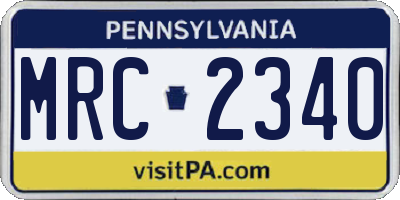 PA license plate MRC2340