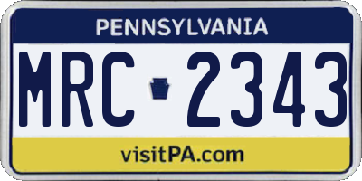 PA license plate MRC2343