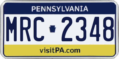 PA license plate MRC2348