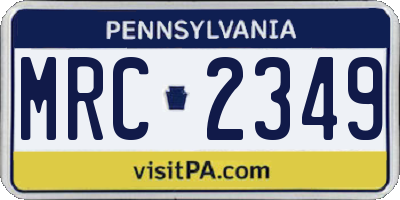 PA license plate MRC2349