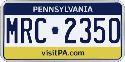 PA license plate MRC2350