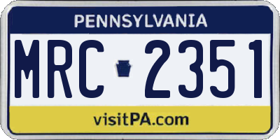 PA license plate MRC2351