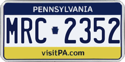 PA license plate MRC2352