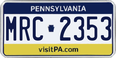 PA license plate MRC2353