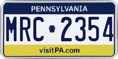 PA license plate MRC2354