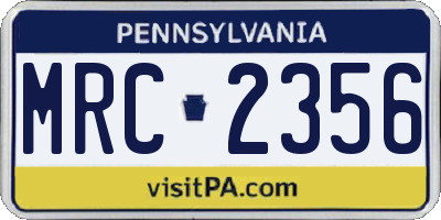 PA license plate MRC2356