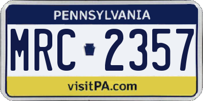 PA license plate MRC2357