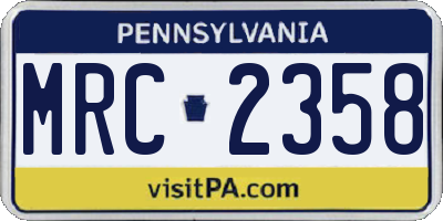 PA license plate MRC2358