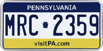 PA license plate MRC2359