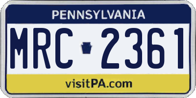 PA license plate MRC2361