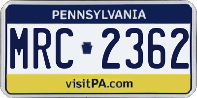 PA license plate MRC2362