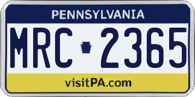PA license plate MRC2365