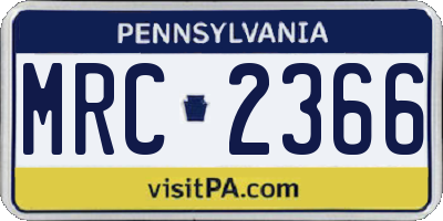 PA license plate MRC2366