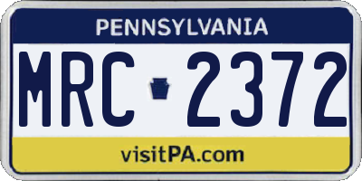 PA license plate MRC2372