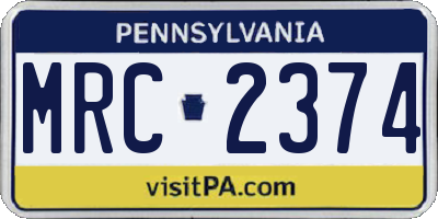PA license plate MRC2374