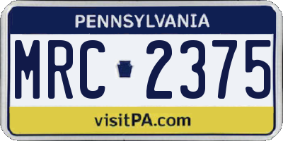 PA license plate MRC2375