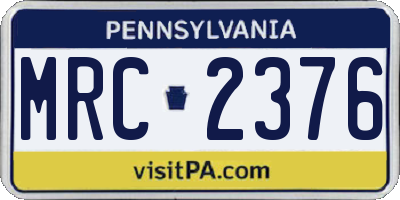 PA license plate MRC2376