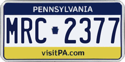 PA license plate MRC2377