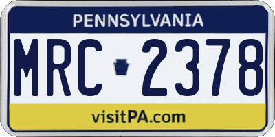 PA license plate MRC2378