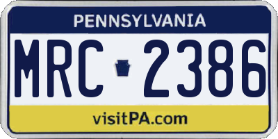 PA license plate MRC2386