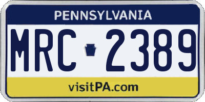 PA license plate MRC2389