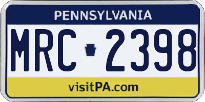 PA license plate MRC2398