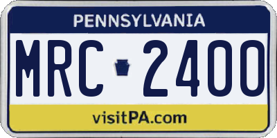 PA license plate MRC2400