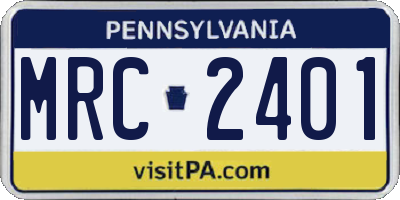 PA license plate MRC2401