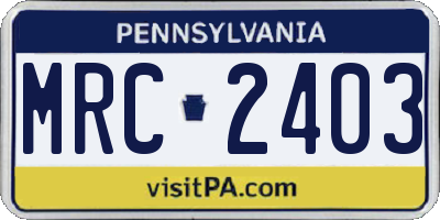 PA license plate MRC2403