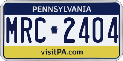 PA license plate MRC2404