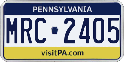 PA license plate MRC2405