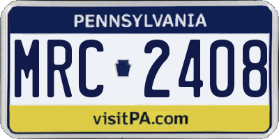 PA license plate MRC2408