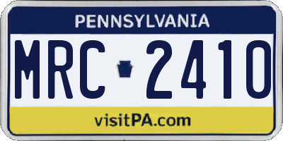 PA license plate MRC2410