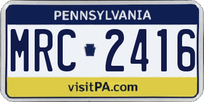 PA license plate MRC2416