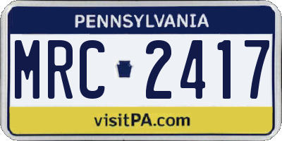 PA license plate MRC2417