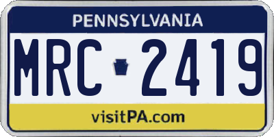PA license plate MRC2419