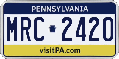PA license plate MRC2420