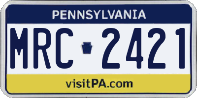 PA license plate MRC2421