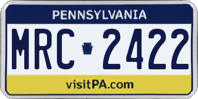 PA license plate MRC2422