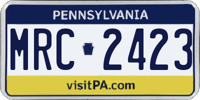 PA license plate MRC2423