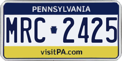 PA license plate MRC2425
