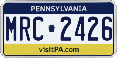 PA license plate MRC2426