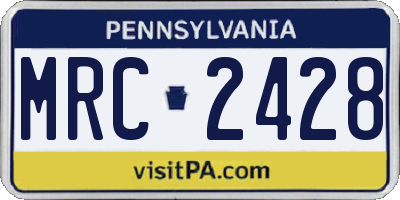 PA license plate MRC2428